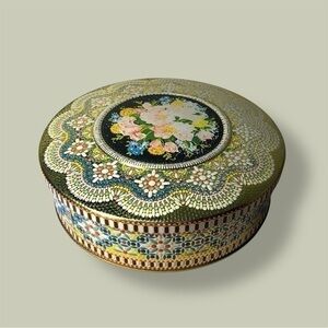 Vintage Daher 1960s Textured Mosaic Tin, Multicolor, Rare